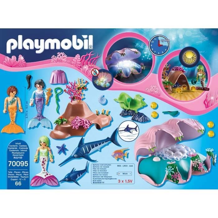 Playmobil 70095 - Coquillage Lumineux et sirènes, Coffret de Figurine  Coloré : : Jeux et Jouets