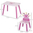 Ensemble table et chaises enfant design princesse - HOMCOM - bois pin MDF - rose-2