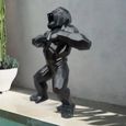Statue de Jardin - WANDA COLLECTION - Gorille Origami Noir - Fibrociment - 80 cm-2