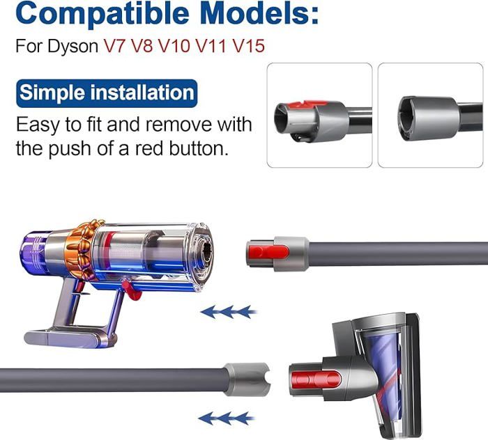 Tube Télescopique Pliable Compatible Avec Dyson V7 V8 V10 V11 V15 Aspirateur Sans Fil, Tube En Aluminium à Dégagement Rapide Amélioré Pour Le Nettoyage Sous Le Lit Table De Canapé (Violet