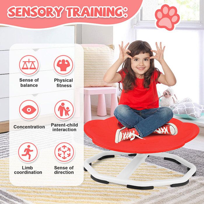Chaise Pivotante Sensorielle 360° Pour Enfants - Siège Équilibre Et Coordination - Base Métal Antidérapante