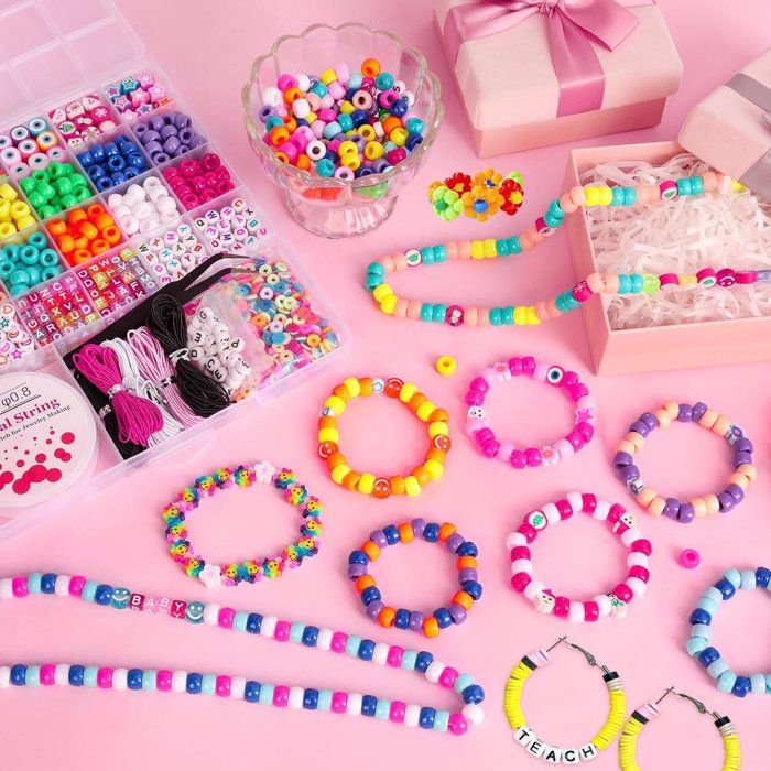 Funtopia Kit 795 Perles – Bracelets Bijoux à Faire Soi-même – 32 Types De Perles – Dès 5 Ans – Boîte De Rangement