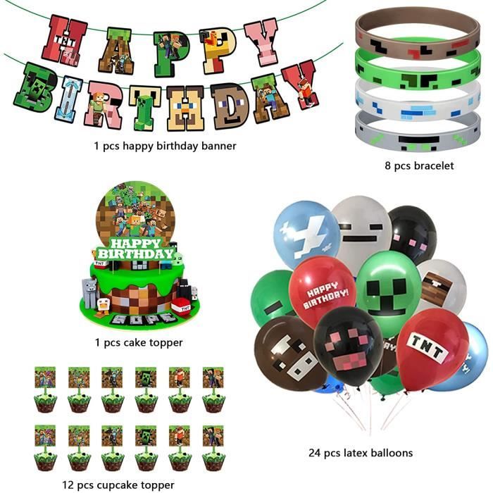 Articles pour fêtes pour jeux vidéoMiner Gamer thème décoration pour  fêteornements anniversaire enfantbanner de bon anniversa [787] - Cdiscount  Maison
