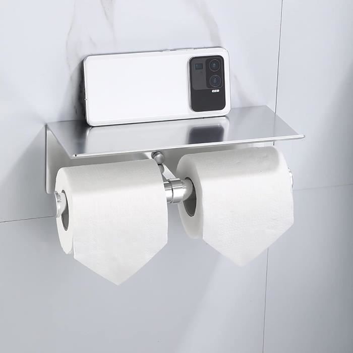 Newaner Porte-Papier Toilette Support Mural en Aluminium (Perforé/Non  perforé) Porte-Rouleau avec étagères Spacieuses pour Toilettes et  Cuisines（Noir） : : Bricolage