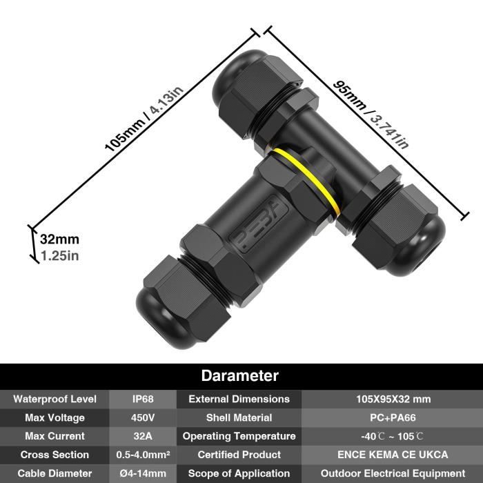 Lot De 2 Boitiers Electriques Boîtes De Jonction à 3 Bornes, Connecteur De Câble Pour Éclairage Extérieur, Alimentation Et Câblage Automobile, 13 A 250 V