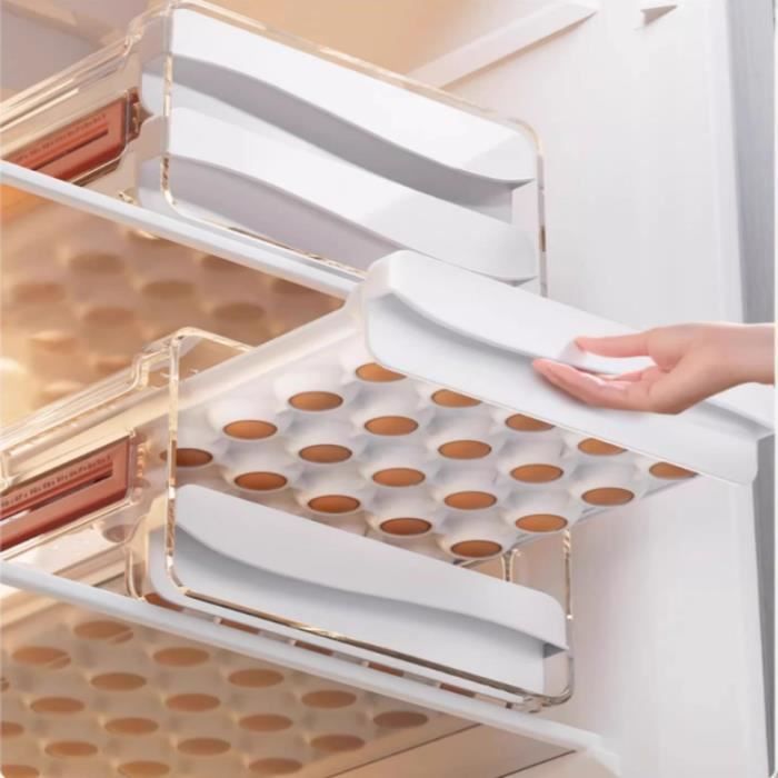 Boîte à œufs Réfrigérateur Beowanzk 21 œufs - Plastique Empilable, Tiroir Pratique Avec Indicateur Fraîcheur