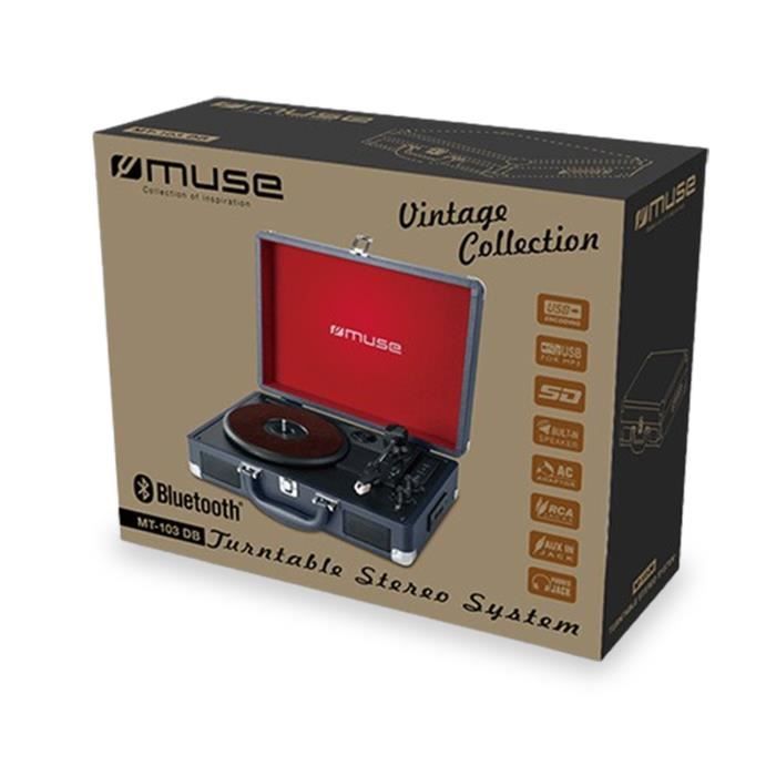 Platine disque stéréo 3 vitesse 33/45/78t avec bluetooth Muse MT106BT - Platine vinyle | fnac Belgique