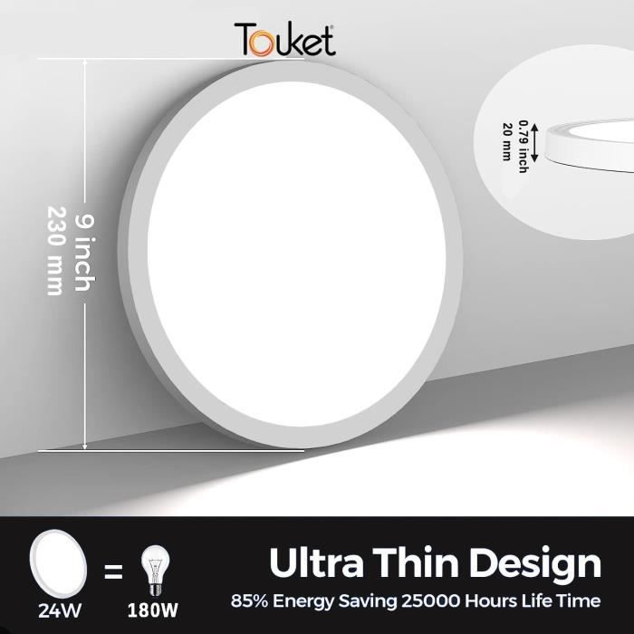 Plafonnier LED PERETI 24W Blanc 3000K (blanc Chaud) 2400lm IP44 29,5cm - EDO SOLUTIONS