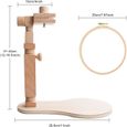 Kit de cerceau à broder en bois naturel Support pour point de croix outils de couture réglables Rond à Broder pour Travaux Manuels-3