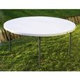 Table à manger,table de jardin ronde pliable blanche d'extérieur avec pieds en métal-Diamètre 122 x Hauteur 74cm-JUANIO-3