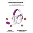 Casque filaire blanc violet, Casque de jeu casque antibruit pour sports électroniques basses lourdes Avec micro-3