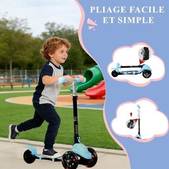 Ancheer Trottinette Pour Enfants Pliable Et Réglable En Hauteur Avec 2 Roues Lumineuses Scooter En Aluminium Portable Pour Les Enfants Filles De 4 12 Ans Jusqua 60kg