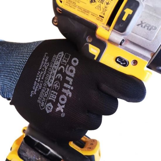 24 paires de gants de travail Ogrifox enduits et porte-gant avec clip pour gants FUZZIO® M - 8, Rouge 