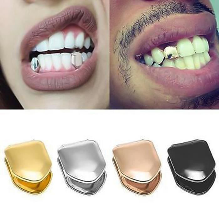 Grillz Dents Hip-Hop 2 Pièces Or – Ensemble Grillz Avec Barres De Moulage Silicone Alimentaire