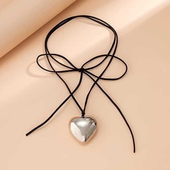 Collier Pendentif Cœur En Pierre Améthyste - Cordon Nylon Réglable - Pierre Reiki - Unisexe