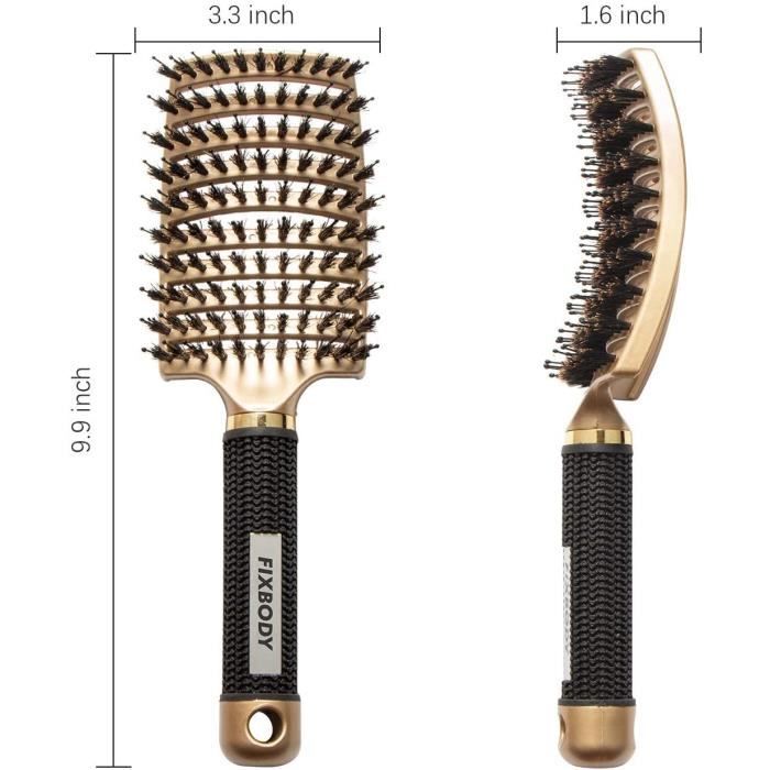 Brosse Démêlante à Dents De Sanglier Courbée Avec Miroir - Pour Cheveux - Neuf Sans Emballage