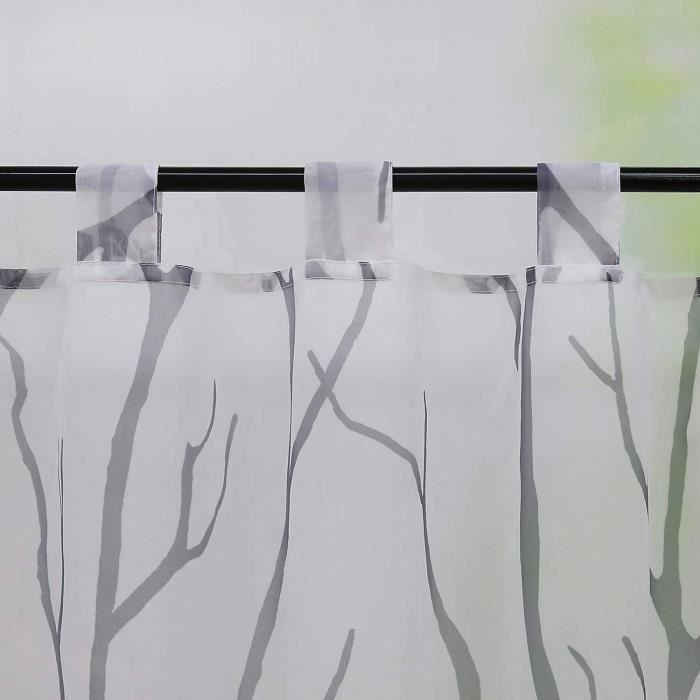 Rideau Brise-Bise Devola En Voile Transparent | 45x120 Cm | Blanc | Passants Inclus