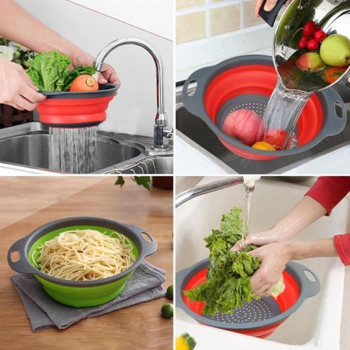 Passoires Pliables 2 Pièces : Pour égoutter Pâtes, Légumes, Fruits