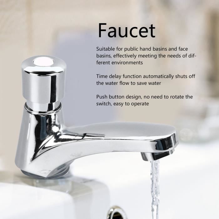 Robinet De Lavabo Temporisé Haofy - Économie D'Eau Puissante, Bouton Poussoir Fermeture Auto, Robinet Eau Froide Pour Évier Maison & Commerces