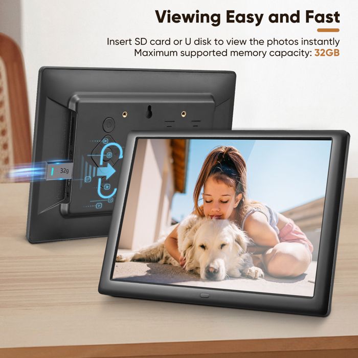 Vicloon Cadre Photo Numérique 7 Pouces Télécommande - 32Go Stockage HD IPS