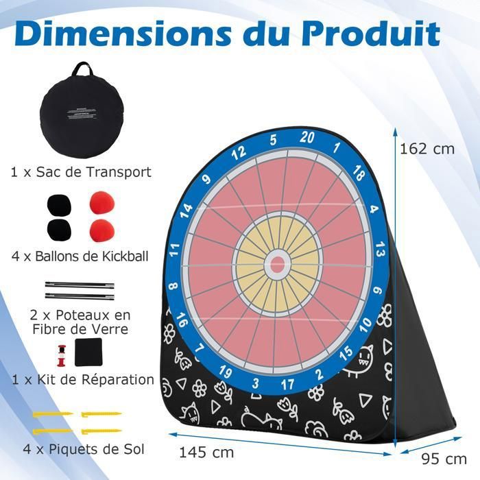 Cible De Fléchettes Géante Pour Enfants CHEERFUL - 73cm Ou 100cm, Double Face, Avec Balles Velcro - Jeu D'Intérieur/Extérieur