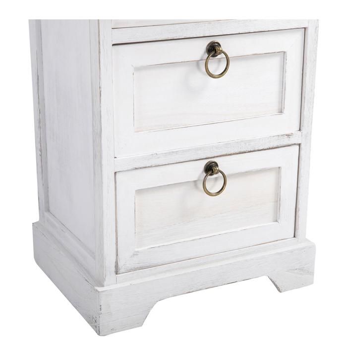 IDIMEX Chiffonnier Jasmin 4 Tiroirs - Petite Commode Vintage Bohème Bois Paulownia Noir Et Rotin