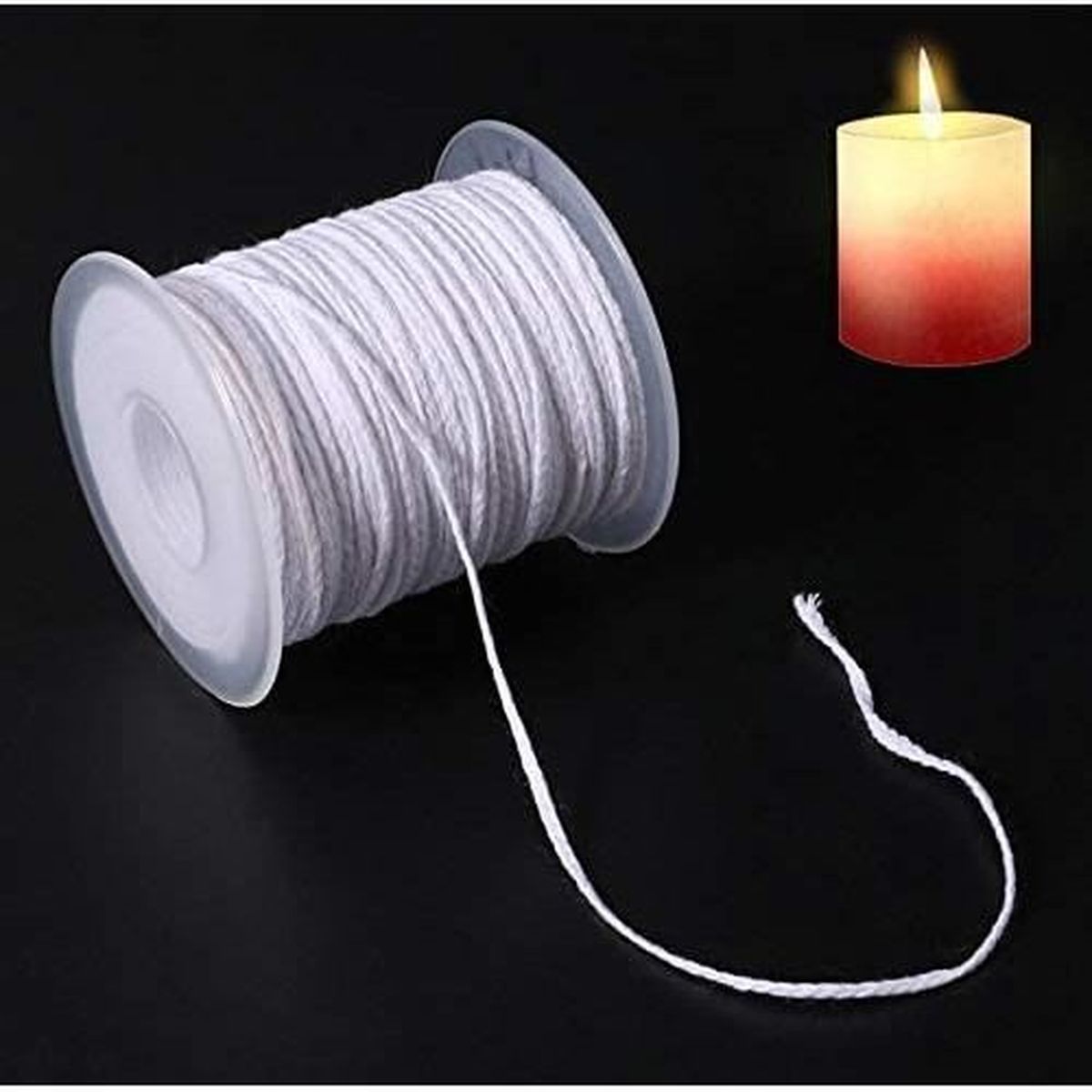 GUICAMI Mèches de Bougie sans Fumée en pur Coton Mèche de Bougie Bricolage Avec Bougie Faisant le Support Mèches de Bougie de Noyau de Coton Bougie Nouveau