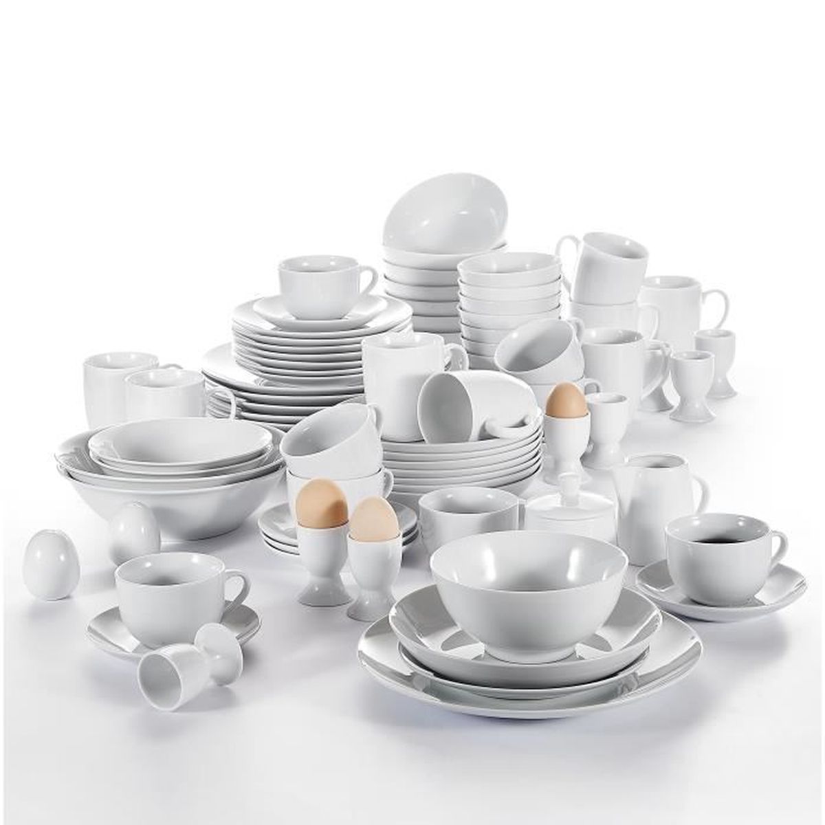 Assiette à soupe - Lotta - Porcelaine blanche - Lot de 6 - 21,8 cm