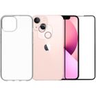 123 Protection intégrale Verre Trempé pour iPhone 13 Mini + Verre Trempé Caméra Arrière + Coque souple silicone transparente -YuanYuan