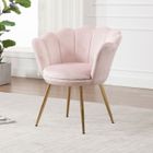WAHSON OFFICE CHAIRS Wahson Fauteuil et Chaise avec Pieds en Métal Plaqué Or, Fauteuil Coquillage pour Coiffeuse, Fauteuil de salon, Velours, Rose Clair
