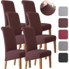MULISOFT Lot de 6 Housses de Chaise grande taille épaissi et élargi extensible universelle, Avec bande élastique - Marron
