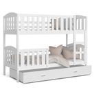 KIDS LITERIE Lit Superposé Teo 80x160 Blanc - blanc Livré avec sommiers, tiroir et matelas en mousse de 7cm