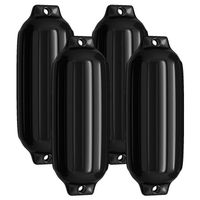 COSTWAY Pack de 4 Pare-Battage Gonflables 50 x 14cm Noir en PVC à deux œillets nervurés pour Ponton, Voilier, Hors-bord