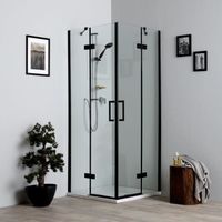 Cabine de douche sans profilés 90x90 H190 cm noir mat - London