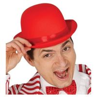 Chapeau melon luxe rouge - adulte - idéal pour déguisement de clown ou présentateur de spectacle
