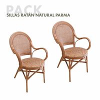 Ensemble de 2 Chaises de Jardin Chillvert Parma 54x59x93 cm Fabriquées en Rotin Naturel Résistant Couleur Marron Style Boho Chic