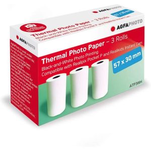 PAPIER THERMIQUE Pack 3 Rouleaux de Papier Thermique Blanc 57x30 mm