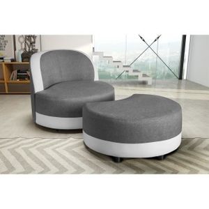 Fauteuil Pouf Gris Blanc Achat Vente Fauteuil Gris