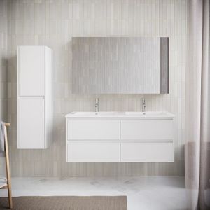 MEUBLE VASQUE - PLAN Meuble salle de bain design double vasque FORTINA largeur 120 cm blanc - STANO - Blanc