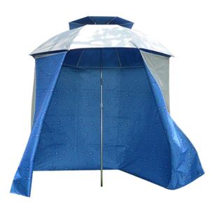OUTILLAGE PÊCHE couleur bleue bleue Parapluie de Pêche en Plein Air pliant 4.8m, Tablier de Plage Court, Protection Solaire,