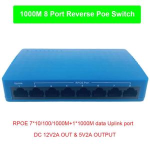 SWITCH - HUB ETHERNET  Switch réseau,Commutateur POE inversé à 8 ports,1000M,7x10-100-1000M + 1x1000M,sortie DC 5V 2A et 12V 2A,prise en - Blue[C53623]
