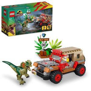ASSEMBLAGE CONSTRUCTION LEGO® Jurassic Park 76958 L'Embuscade du Dilophosaure, Jouet de Dinosaure avec Voiture Jeep