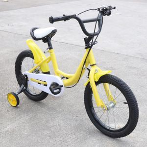 VÉLO ENFANT Vélo pour enfants - Jaune - 16 pouces - Cadre en acier au carbone - Freinage double