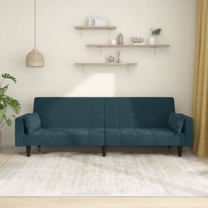 CANAPE CONVERTIBLE FOR Canapé-lit à 2 places avec deux oreillers bleu