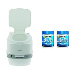 WC - TOILETTES PACK THETFORD Toilette Portable 21 Litres 100% Autonome + 2x15 Sachets Traitement des Matières Campi 42,7 Blanc