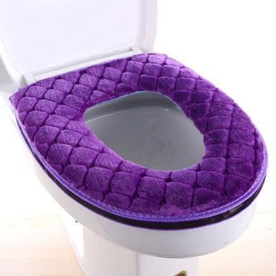 Housse Coussin Abattant Toilette En Peluche - Couverture Siège WC Antibactérienne Élastique Avec Boutons Pression