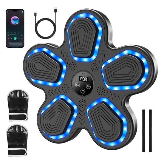 Machine De Boxe Musicale Bluetooth Avec écran LED – 3 Modes, 3 Vitesses, Charge USB, Résistance 360 Kg – Pour Enfants Et Adultes, Avec Gants