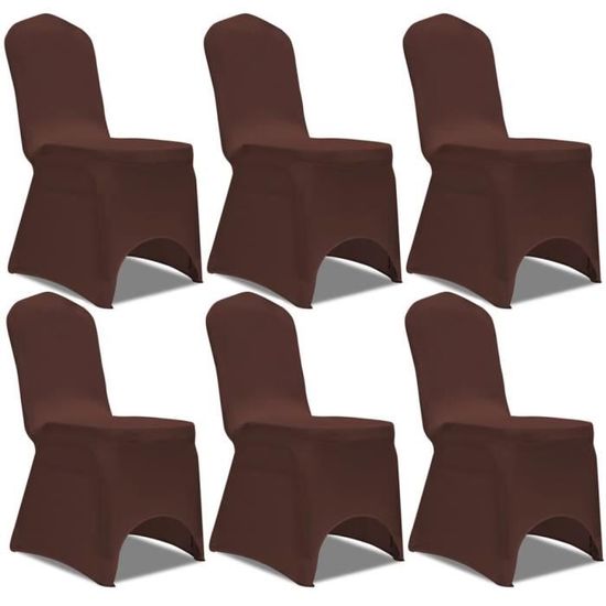 YAJIASHENG Housse de chaise extensible 6 pcs marron☻☺1  Cdiscount Maison