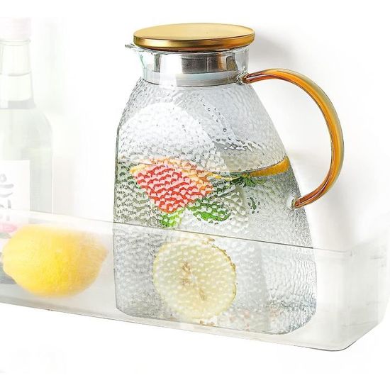 Carafe Carrée En Plastique GOLDBEARUK 1,1L - Avec Couvercle - Pour Réfrigérateur - Bec Verseur Anti-goutte