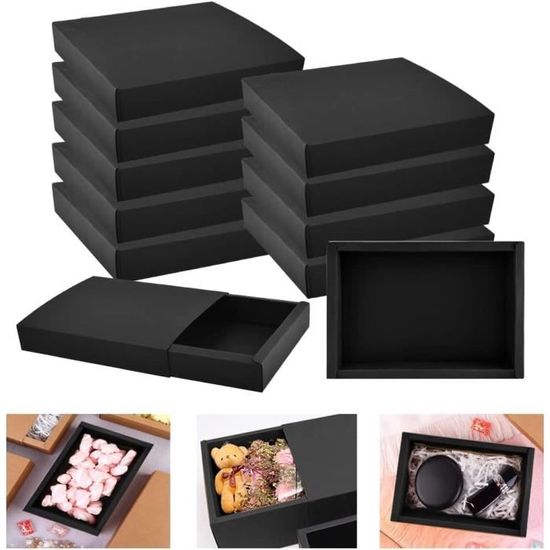 Lot de 30 boîtes à tiroirs en Papier Kraft 8.5x8.5x3.5cm Savon Blanc Bijoux bonbonnières Petites